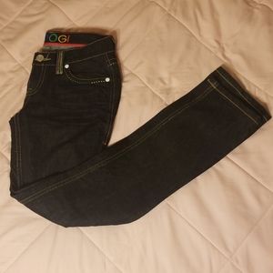 COOGI Australia rainbow colored dark wash jeans